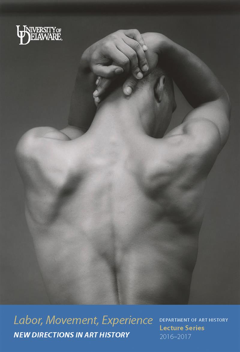 Mapplethorpe photograph of a man's nude back, on the cover of the Lecture Series brochure