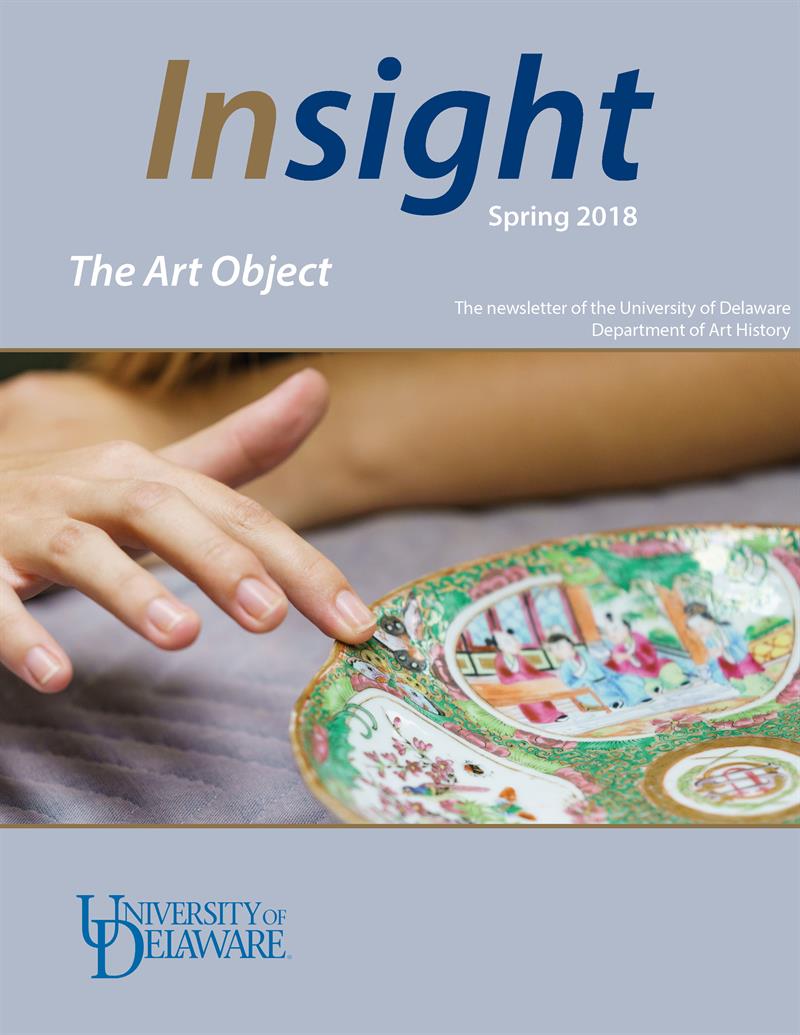 The cover of Insight newsletter. It features a photograph of a student's hand touching a painted Chinese plate.