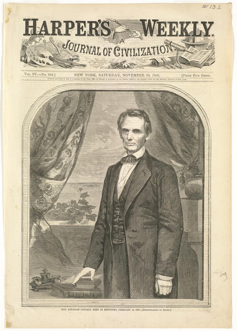 A Haper's Weekly cover with Abraham Lincoln 