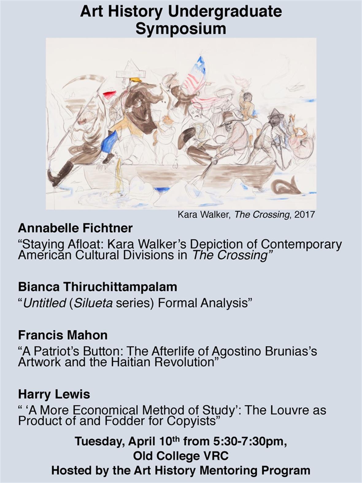 Flyer for the symposium. There will be talks from Annabelle Fichtner, Bianca Thiruchittampalam, Francis Mahon, and Harry Lewis