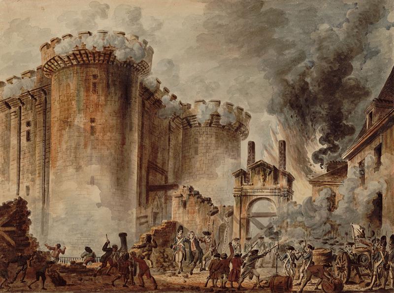 French rebels destroy Bastille with firearms.